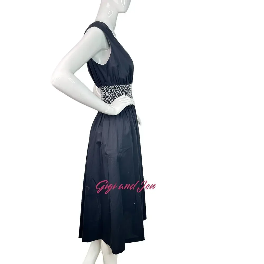 Kate Spade Poplin V-neck Dress Medium in Black
